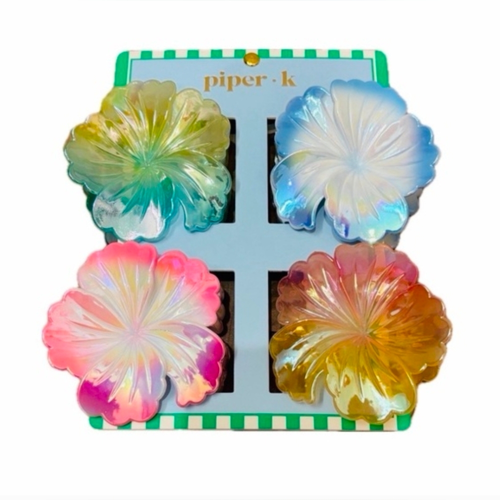 🌺▪️Piper K ▪️Multicolor Floral Hair Claw Clips Set Of 4 Flower